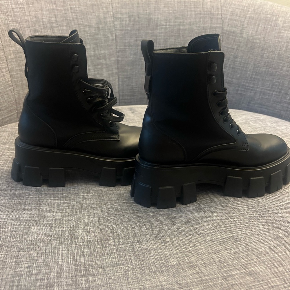 Prada Sleek Black Lace-Up Boots - Picture 12 of 16